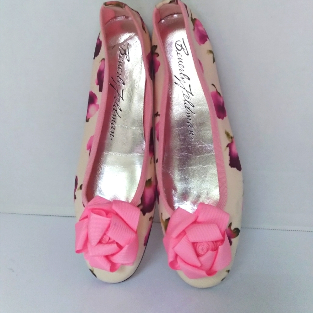 Beverly Feldman Floral Print Ballet Flat Pink Rose Detail Romantic Spring Shoes